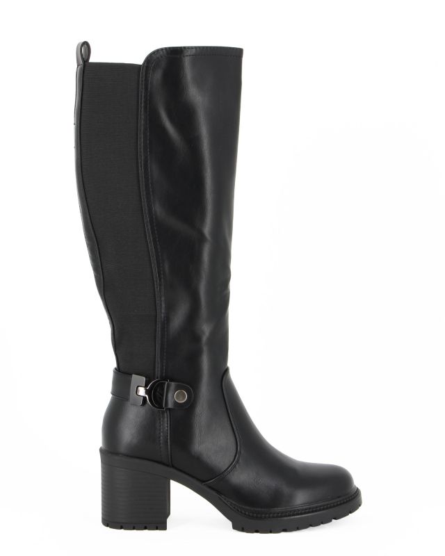 Product: MISS GLOBO - Stivale nero con zip laterale e inserto elasticizzato, tacco 7CM (1 of 4)