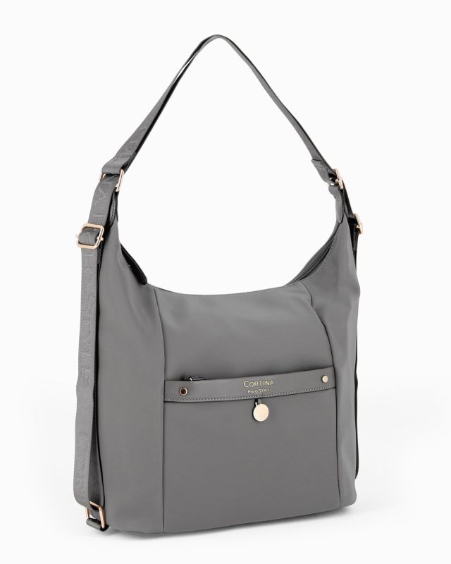 Product: CORTINA POLO STYLE - Borsa/Zaino antracite con tasca frontale e dettaglio logo pendente (1 of 4)