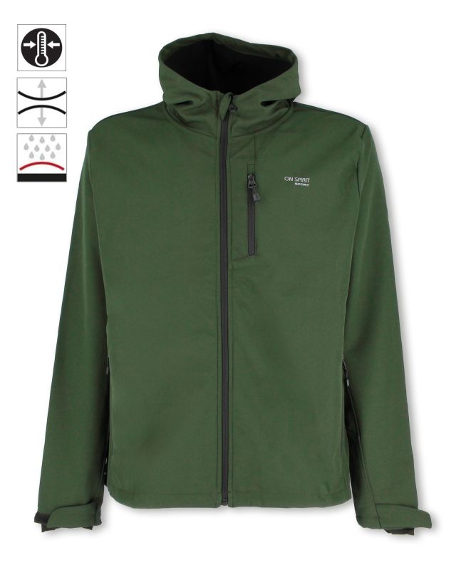 Product: ON SPIRIT - GIUBBINO CON CAPPUCCIO FELPATO SOFTSHELL UOMO VERDE- MAURO (1 of 4)