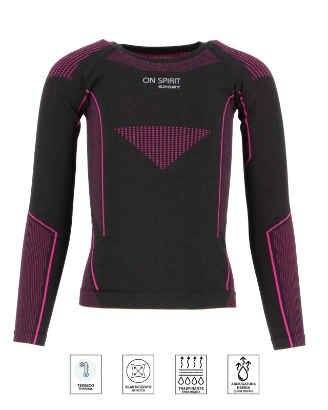 Product: ON SPIRIT -  MAGLIA TERMICA KIDS  NERA E FUXIA  PARIS - AG00090 (1 of 2)