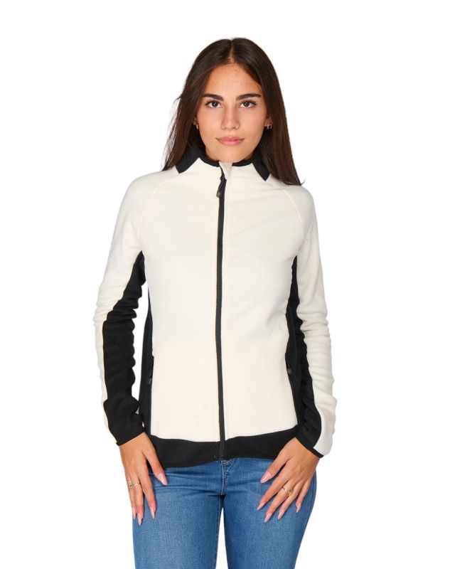 Product: ON SPIRIT - MICROPILE DONNA  FULL  ZIP BIANCO E NERO -  AGNESE (1 of 5)