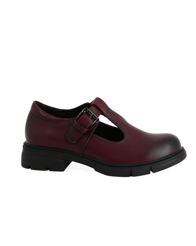 Product: MISS GLOBO - Scarpa bordeaux con suola track e cinturino con fibbia frontale (1 of 5)