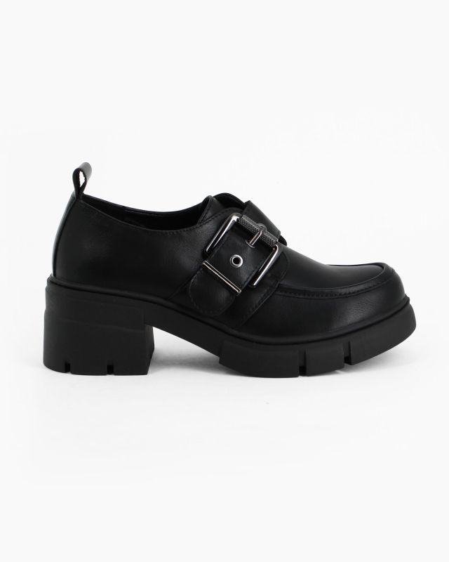 Product: MISS GLOBO - Scarpa nera con suola track e cinturino con fibbia frontale, tacco 5,5CM (1 of 5)