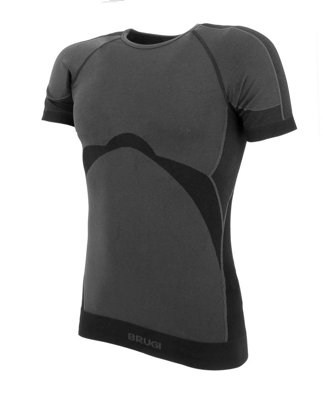 Product: BRUGI -MAGLIA MEZZA MANICA  DA UOMO NERA E GRIGIA TERMICA TRASPIRANTE SENZA CUCITURE - 9GZR-T365_500 (1 of 2)