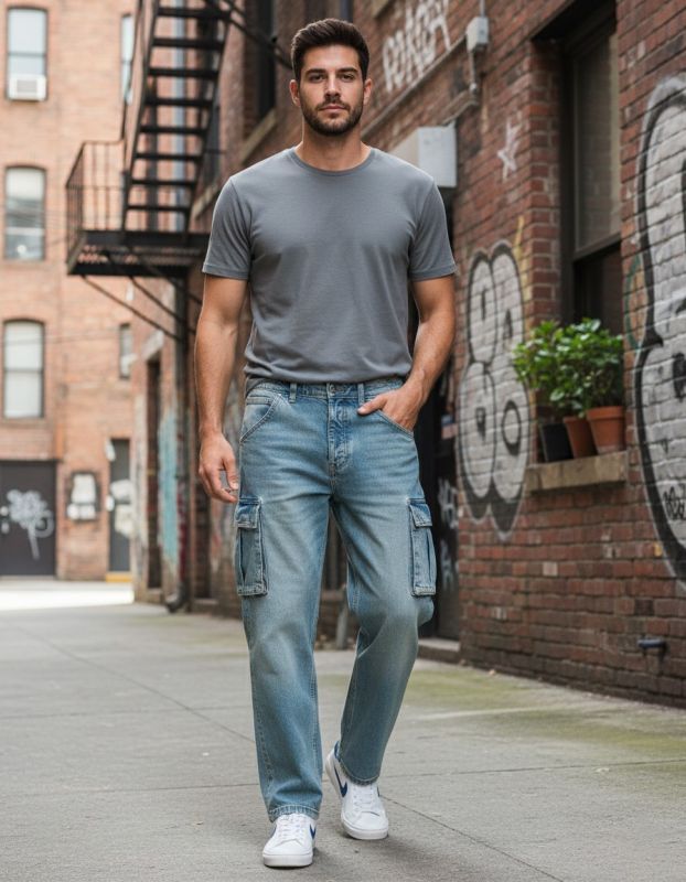 Product: JACK&JONES - JEANS ALEX CARGO BLUE DENIM DA UOMO (1 of 4)