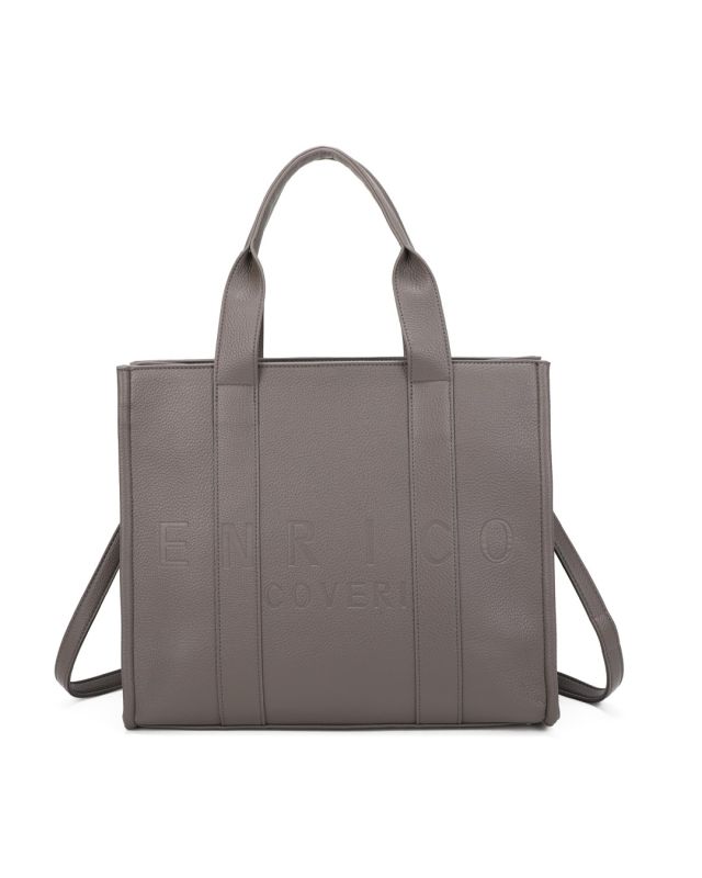 Product: ENRICO COVERI - Borsa due manici grigia con tasca posteriore, tracolla removibile (1 of 3)