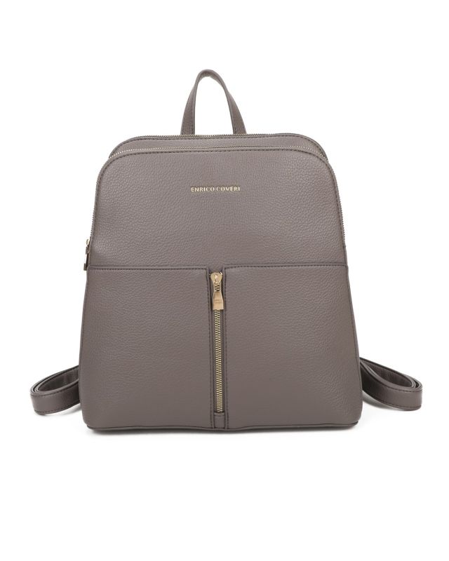 Product: ENRICO COVERI - Zaino grigio con due scomparti principali e zip verticale (1 of 3)