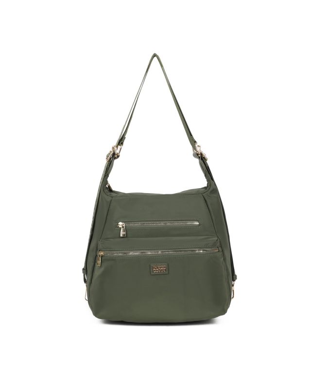 Product: ENRICO COVERI - Borsa/zaino verde con due zip frontali orizzontali (1 of 15)