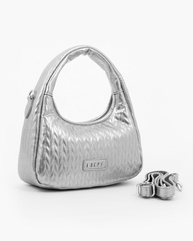 Product: RIFLE - Borsa a spalla argento trapuntata con tracolla removibile (1 of 4)