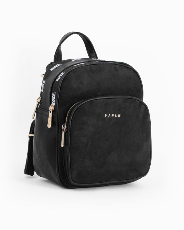 Product: RIFLE - Zaino nero con parte frontale scamosciata e due zip loggate (1 of 4)