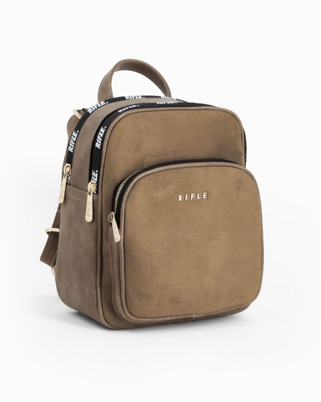 Product: RIFLE - Zaino taupe con parte frontale scamosciata e due zip loggate (1 of 4)