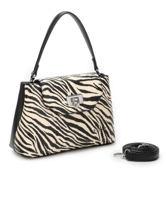 Product: RIFLE - Borsa a mano zebrata con patta e tre scomparti interni, tracolla removibile (1 of 3)
