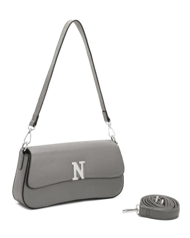 Product: NARDINI - Borsa a spalla grigia con patta e tracolla removibile (1 of 3)