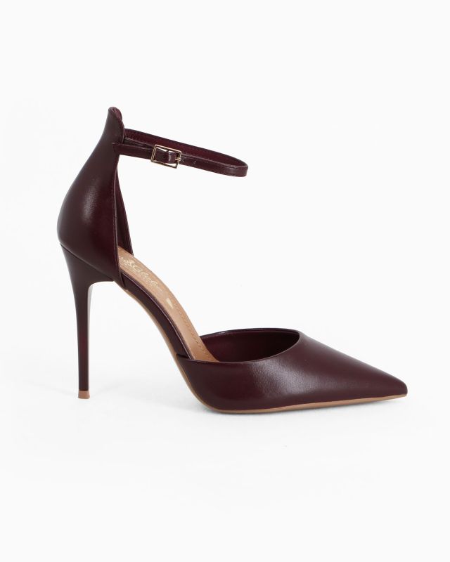 Product: MISS GLOBO - Décolleté bordeaux con cinturino alla caviglia e sottopiede in VERA PELLE, tacco 10,5CM (1 of 5)