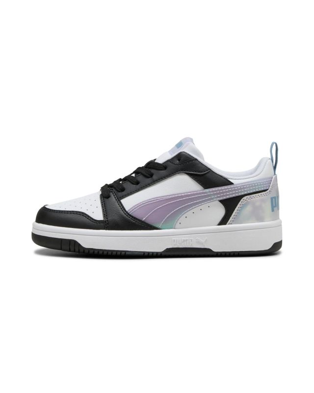 Product: PUMA - Scarpa da ragazza bianca/nera con dettagli lilla - REBOUND V6 LO SPACE BELLE JR (1 of 5)