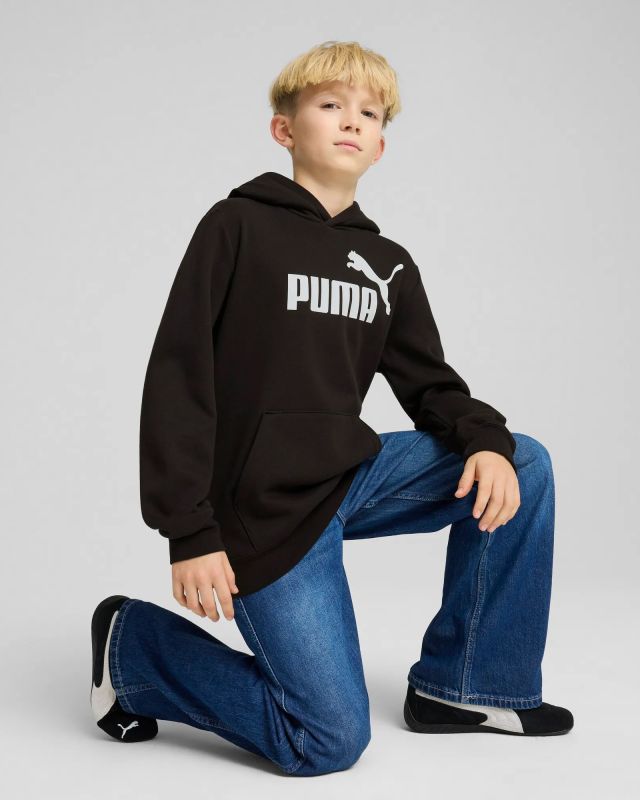 Product: PUMA - FELPA JUNIOR ( 7-16 ANNI) NERA CON CAPPUCCIO  ESSENTIAL N. 1 LOGO HD FL, 684908-01 (1 of 5)