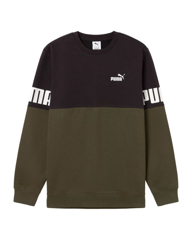 Product: PUMA - FELPA GIROCOLLO NERA E VERDE POWER COLORBLOCK - DA UOMO, 693577-70