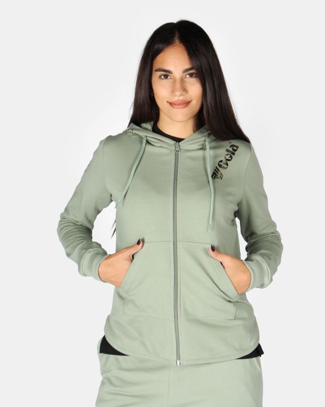 Product: GOLA - FELPA CON CAPPUCCIO FULL ZIP VERDE CHIARO DA DONNA (1 of 9)