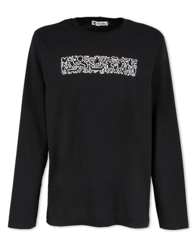 Product: KEITH HARING - Tshirt nera a manica lunga da uomo con stampa skate (1 of 3)