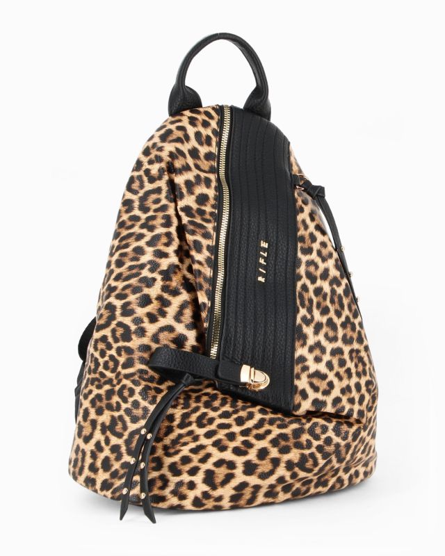 Product: RIFLE - Zaino leopardato con zip centrale e pulsante a chiusura (1 of 4)