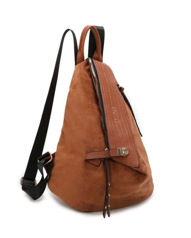 Product: RIFLE - Zaino marrone scamosciato con zip centrale e pulsante a chiusura (1 of 3)