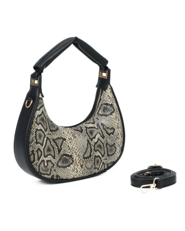 Product: RIFLE - Borsa a spalla taupe pitonata con manico imbottito, tracolla removibile (1 of 3)