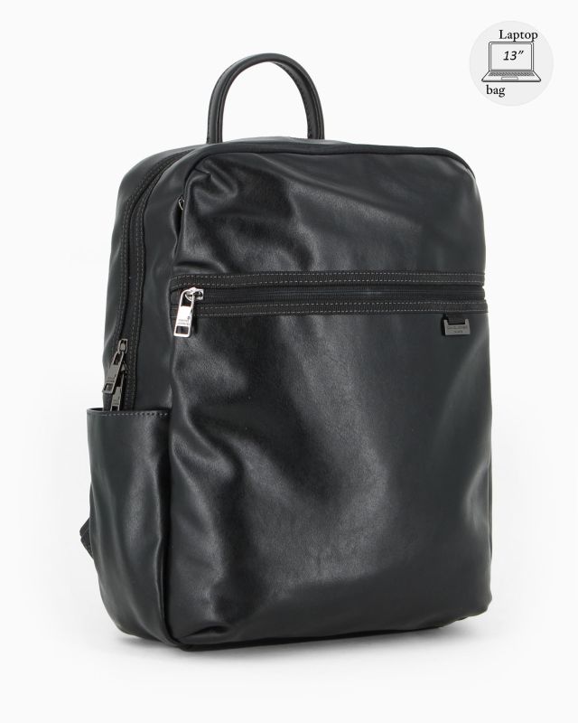Product: DAVID JONES - Zaino nero con doppia  tasca frontale e due taschini laterali (1 of 5)