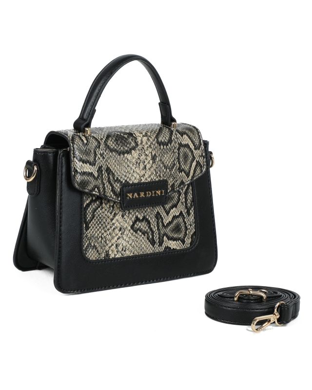 Product: NARDINI - Minibag taupe con patta e parte frontale pitonata, tracolla removibile (1 of 3)