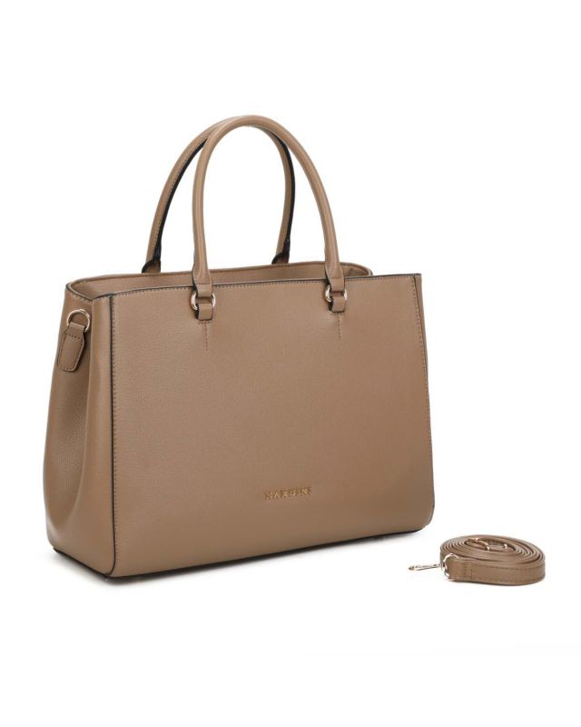 Product: NARDINI - Borsa due manici taupe con tre scomparti interni e tasca posteriore, tracolla removibile (1 of 3)