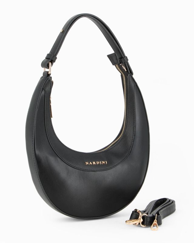 Product: NARDINI - Borsa a spalla nera, tracolla removibile (1 of 4)