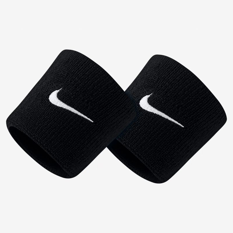Product: NIKE- POLSINO TERGISUDORE SWOOSH NERO CON DETTAGLI BIANCHI, N.NN.04_010 (1 of 2)