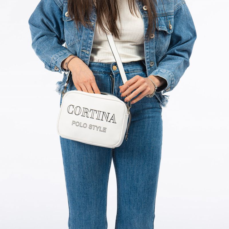 Product: CORTINA POLO STYLE - Tracolla bianca con scritta frontale (1 of 3)