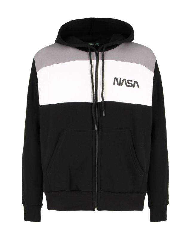 Product: NASA - FELPA CON CAPPUCCIO E ZIP NERA/BIANCA/GRIGIA DA UOMO (1 of 3)