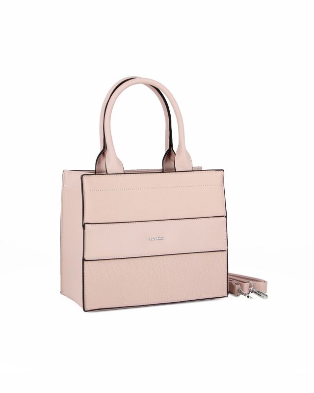 Product: NARDINI - Borsa piccola due manici cipria con fasce frontali lavorate, tracolla removibile (1 of 5)