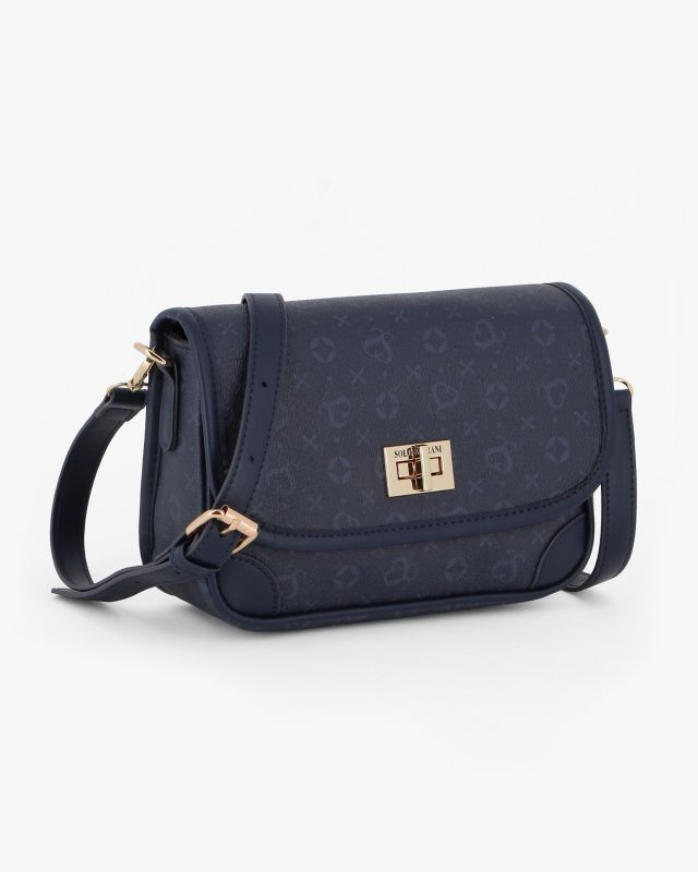 Product: SOLO SOPRANI - Tracolla blu loggata con patta e chiusura a girello (1 of 5)