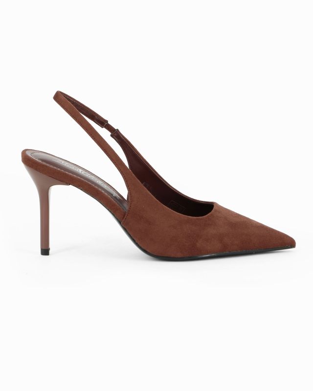 Product: MISS GLOBO - Décolleté slingback marrone scamosciata con sottopiede in memory foam, tacco 8,5CM (1 of 10)