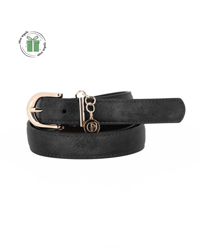 Product: NAZARENO GABRIELLI - Cinta nera da donna con ciondolo loggato (4 of 6)