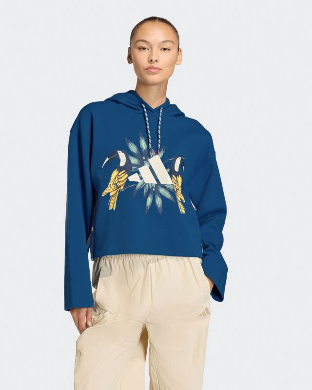 Product: ADIDAS - FELPA x FARM RIO HOODIE BLU DA DONNA CON CAPPUCCIO - KS2104 (1 of 6)