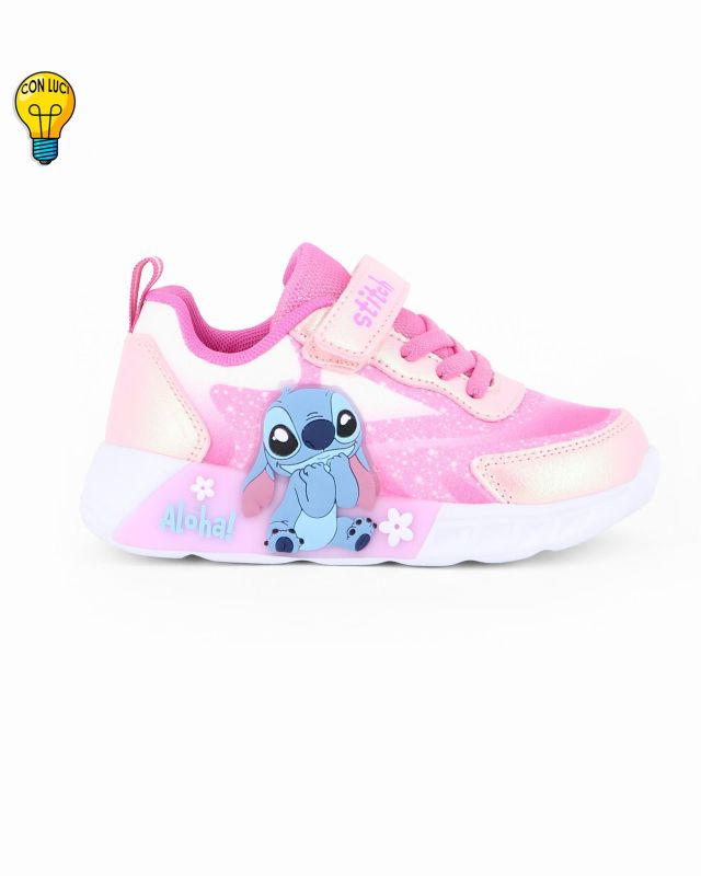 Product: STITCH - Sneakers rosa da bambina con luci e strappo, numerata 25/31 (1 of 5)