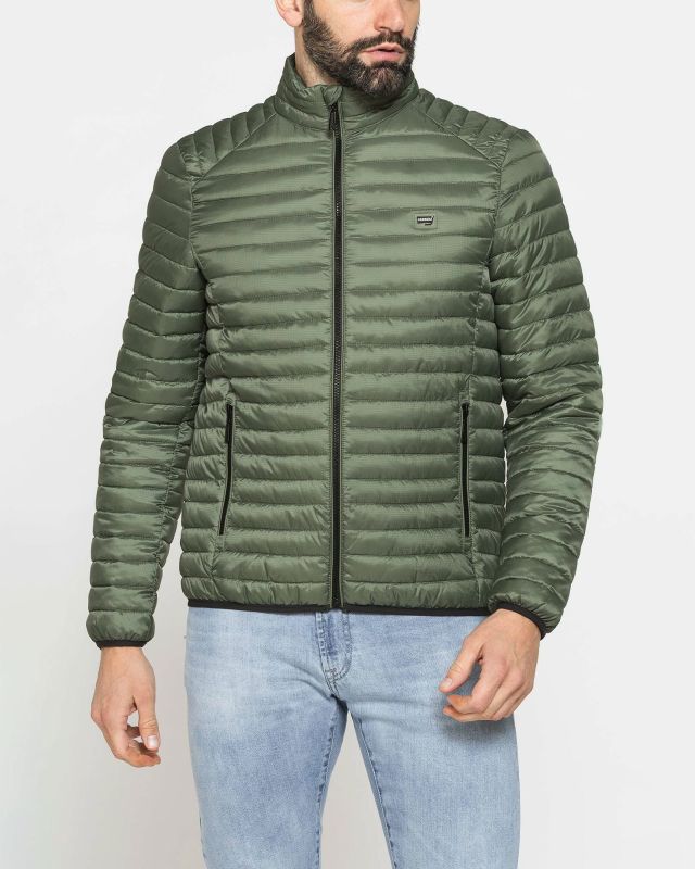 Product: CARRERA - Giubbino coreano 100 grammi in tessuto ripstop verde oliva da uomo (1 of 3)