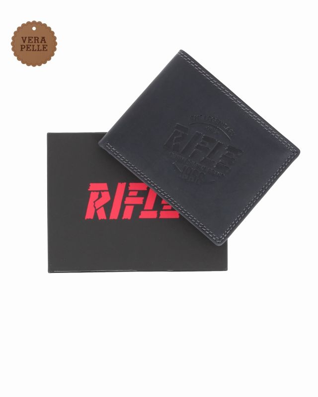 Product: RIFLE - Portafoglio blu da uomo in VERA PELLE con ribaltina interna (1 of 4)