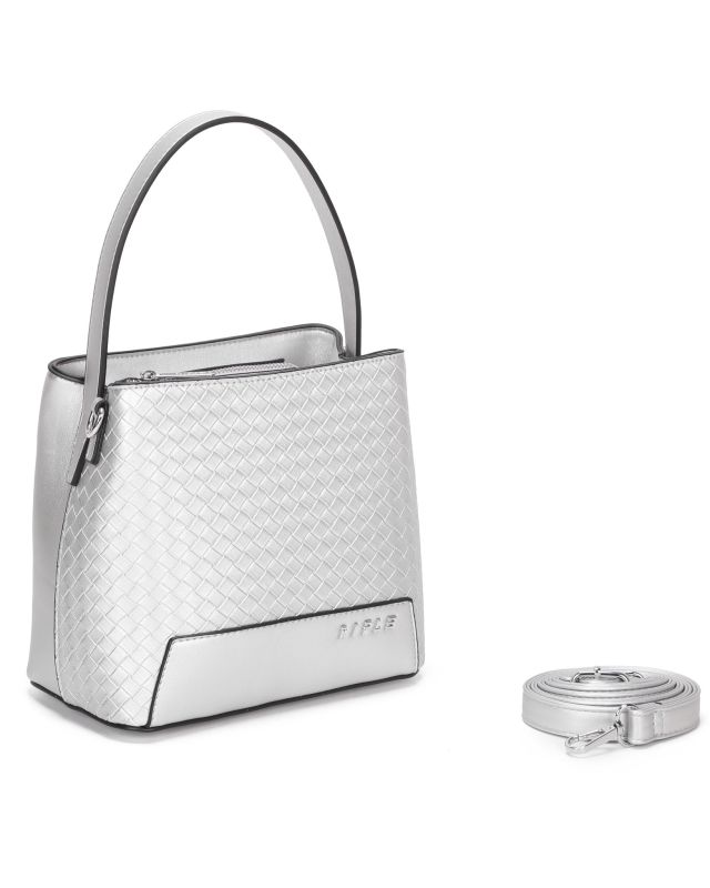 Product: RIFLE - Borsa ad un manico argento con motivo ad intreccio, tracolla removibile (1 of 3)
