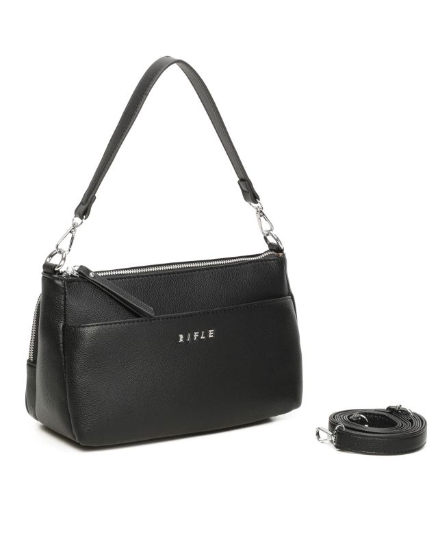 Product: RIFLE - Borsa un manico nera con tasca frontale e posteriore, tracolla removibile (1 of 3)