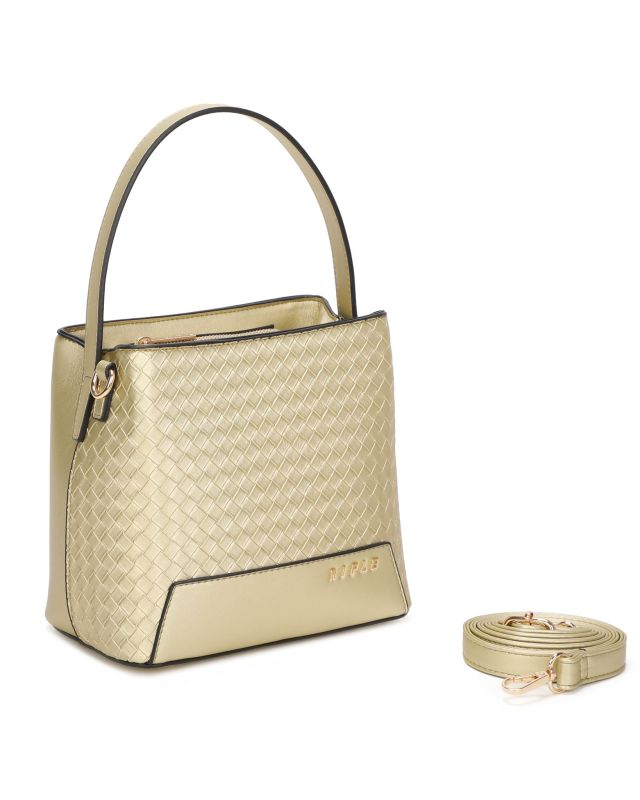 Product: RIFLE - Borsa ad un manico platino con motivo ad intreccio, tracolla removibile (1 of 3)