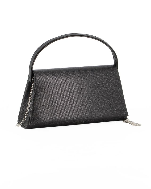 Product: DIVAS - Borsa pochette nera da cerimonia con manico e catena metallo (1 of 5)