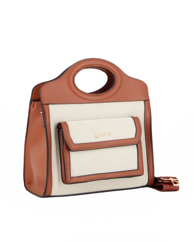 Product: RIFLE - Borsa a due manici beige con tasca frontale e posteriore, tracolla removibile (1 of 4)