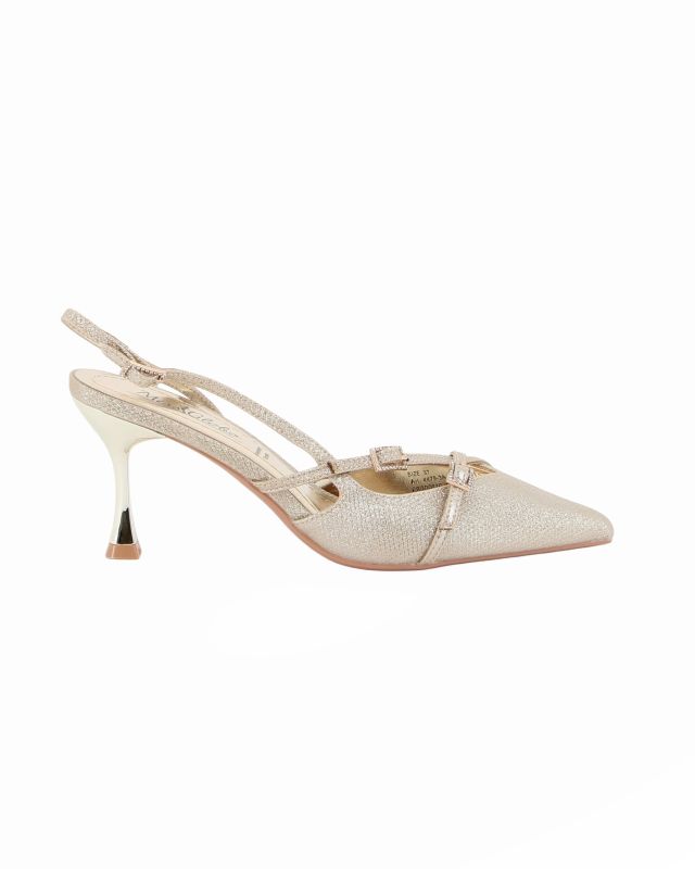 Product: MISS GLOBO - Décolleté slingback oro in lurex con sottopiede in memory foam, tacco 7CM (1 of 5)