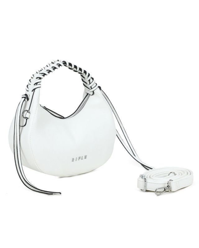 Product: RIFLE - Minibag bianca con manico intrecciato, tracolla removibile (1 of 3)