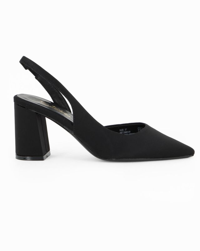 Product: MISS GLOBO - Décolleté slingback nera in lycra con scollo laterale, tacco 7,5CM (1 of 5)