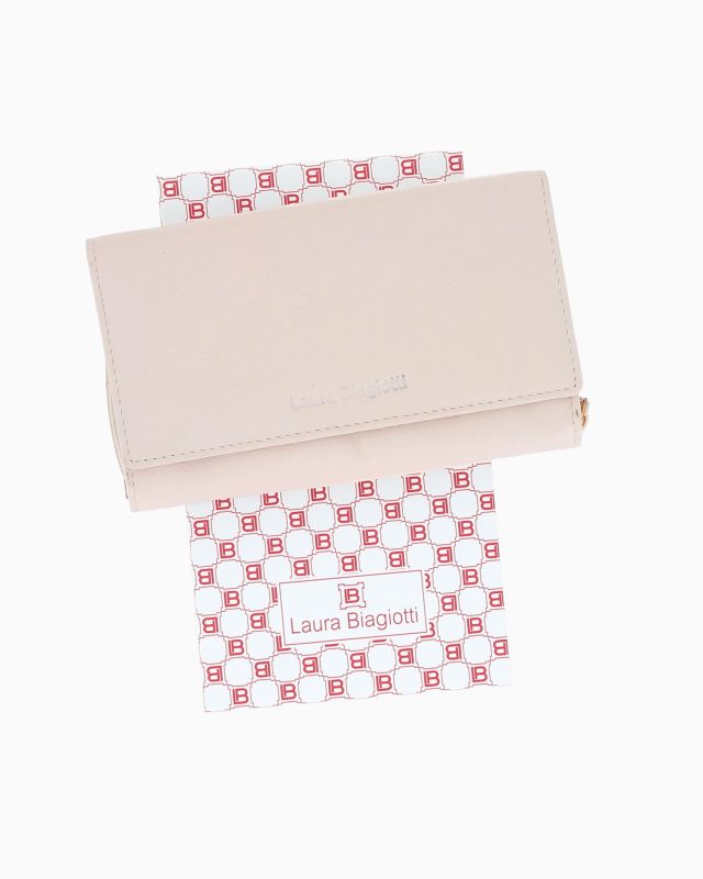 Product: LAURA BIAGIOTTI - Portafoglio beige in VERA PELLE da donna con patta (1 of 4)